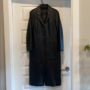 Genuine leather trench coat